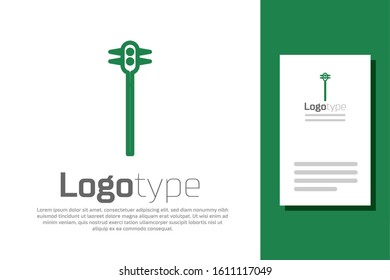 Green line Medieval chained mace ball icon isolated on white background. Medieval weapon. Logo design template element. Vector Illustration