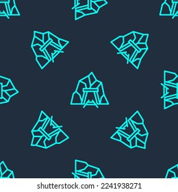 Green line Mine entrance icon isolated seamless pattern on blue background.  Vector