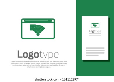 Green line No Internet connection icon isolated on white background. No wireless wifi or sign for remote internet access. Logo design template element. Vector Illustration