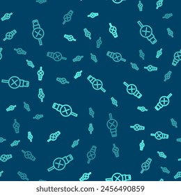 Green line No usb cable cord icon isolated seamless pattern on blue background. Connectors and sockets for PC and mobile devices.  Vector