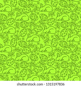 Green line outline Easter pattern background 
