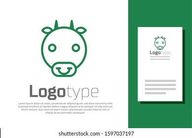 Green line Ox zodiac sign icon isolated on white background. Astrological horoscope collection. Logo design template element. Vector Illustration