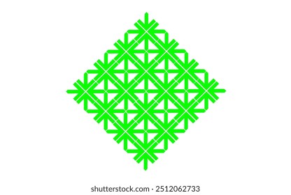 green line pattern shape forming a cube without background