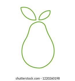 Green line pear isolated on white background. Vector illustration. 