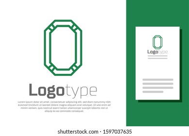 Green line Poker table icon isolated on white background. Logo design template element. Vector Illustration