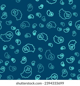 Green line Priest icon isolated seamless pattern on blue background.  Vector
