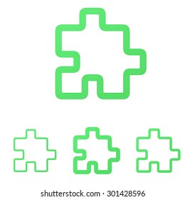 Green line puzzle logo design set