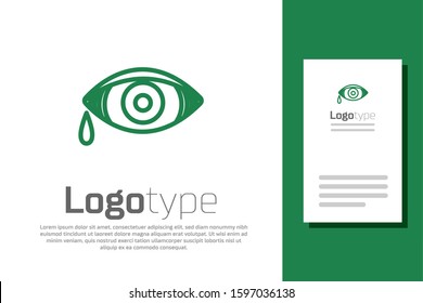 Green line Reddish eye due to viral, bacterial or allergic conjunctivitis icon isolated on white background. Logo design template element. Vector Illustration