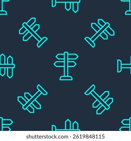 Green line Road traffic sign. Signpost icon isolated seamless pattern on blue background. Pointer symbol. Isolated street information sign. Direction sign.  Vector