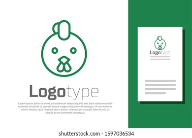Green line Rooster zodiac sign icon isolated on white background. Astrological horoscope collection. Logo design template element. Vector Illustration