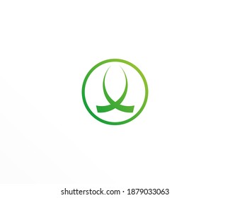 Green and line round icon design template