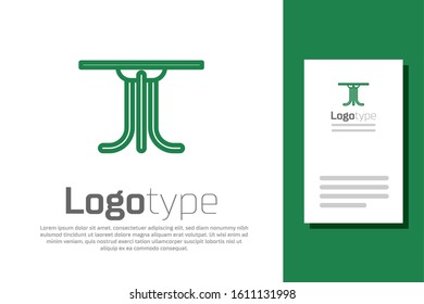 Green line Round table icon isolated on white background. Logo design template element. Vector Illustration