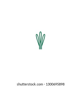 Green line sage twig, shoot, sprig. Icon Isolated on white. Logo for eco company, agriculture, nature firm, ecology, healthy organic and farm fresh food. Vector Illustration. kitchen herbs