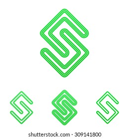 Green line science logo design set