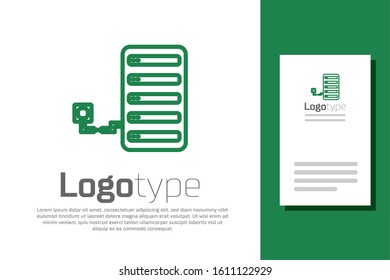 Green line Server icon isolated on white background. Adjusting app, service concept, setting options, maintenance, repair, fixing. Logo design template element. Vector Illustration