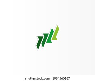 green and line shape logo design icon