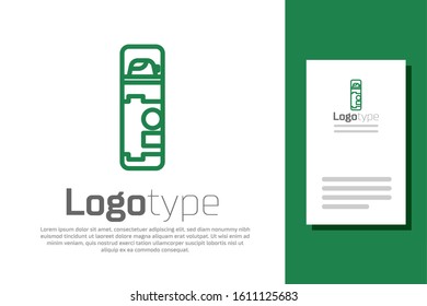 Green line Shaving gel foam icon isolated on white background. Shaving cream. Logo design template element. Vector Illustration
