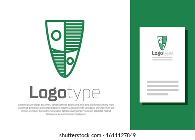 Green line Shield icon isolated on white background. Guard sign. Security, safety, protection, privacy concept. Logo design template element. Vector Illustration