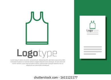 Green line Sleeveless T-shirt icon isolated on white background. Logo design template element. Vector Illustration