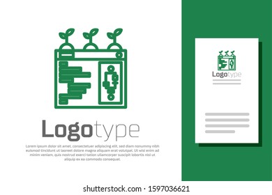 Green line Smart farming technology - farm automation system in app icon isolated on white background. Logo design template element. Vector Illustration