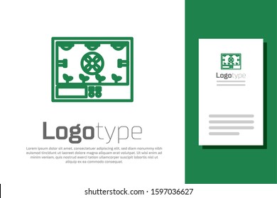 Green line Smart farming technology - farm automation system icon isolated on white background. Logo design template element. Vector Illustration