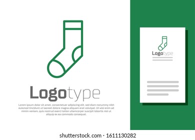 Green line Socks icon isolated on white background. Logo design template element. Vector Illustration