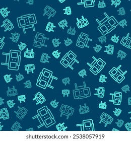 Green line Sport mechanical scoreboard and result display icon isolated seamless pattern on blue background.  Vector