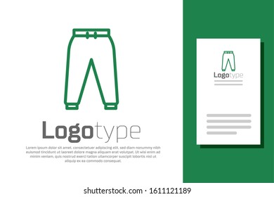 Green line Sport pants icon isolated on white background. Logo design template element. Vector Illustration