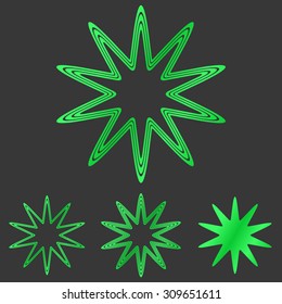 Green line star logo design set