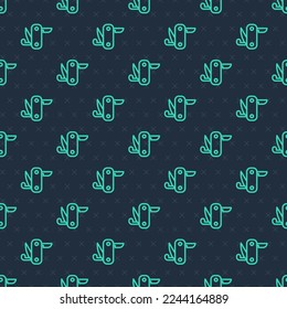 Green line Swiss army knife icon isolated seamless pattern on blue background. Multi-tool, multipurpose penknife. Multifunctional tool.  Vector