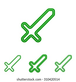 Green line sword logo design set