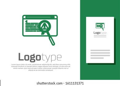Green line System bug concept icon isolated on white background. Code bug concept. Bug in the system. Bug searching. Logo design template element. Vector Illustration