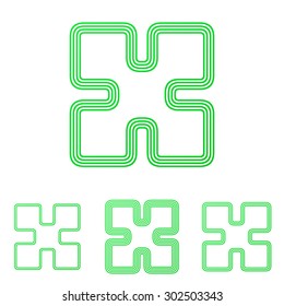 Green line technology logo design set
