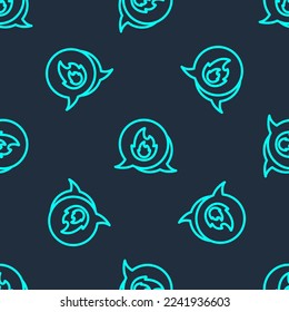 Green line Telephone with emergency call 911 icon isolated seamless pattern on blue background. Police, ambulance, fire department, call, phone.  Vector