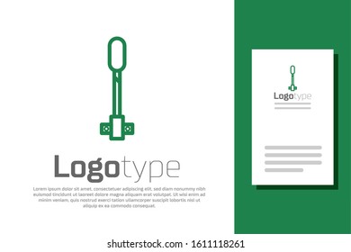 Green line Torch flame icon isolated on white background. Symbol fire hot, flame power, flaming and heat. Logo design template element. Vector Illustration