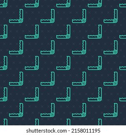 Green line Trap hunting icon isolated seamless pattern on blue background.  Vector