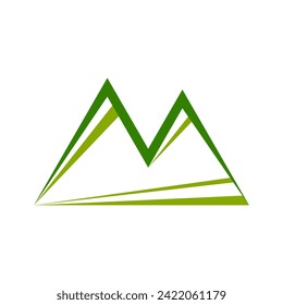 Green line triangle mountain abstract icon logo flat vector design