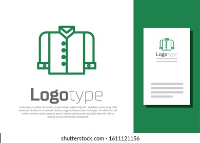 Green line T-shirt icon isolated on white background. Logo design template element. Vector Illustration