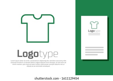 Green line T-shirt icon isolated on white background. Logo design template element. Vector Illustration