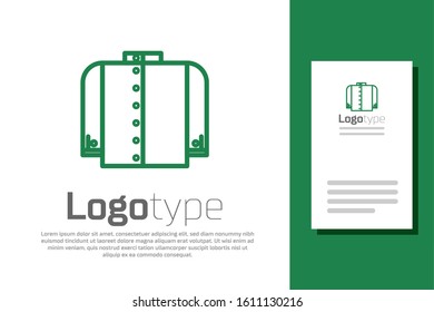 Green line T-shirt icon isolated on white background. Logo design template element. Vector Illustration