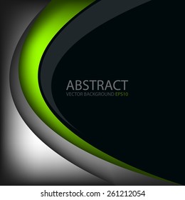 Green line vector background on black space grey silver background overlap layer paper for text and message modern design