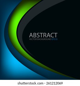 Green line vector background on black space and blue background overlap layer paper for text and message modern design