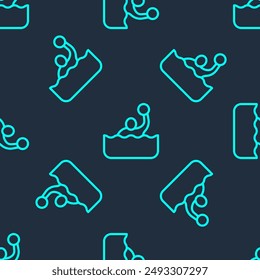 Green line Water polo icon isolated seamless pattern on blue background.  Vector