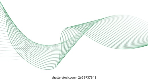 Onda de línea verde y fondo blanco abstracto