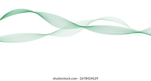 green line wave and abstract white background

