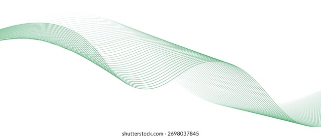 green line wave and abstract white background