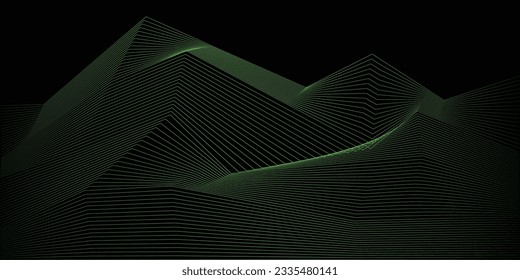 Onda de línea verde y fondo negro
