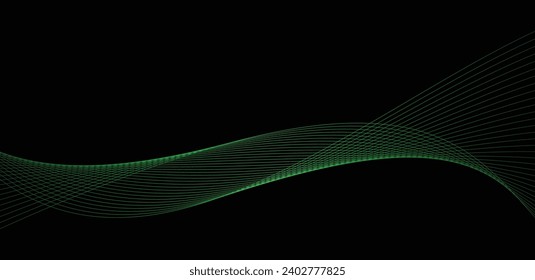 Green line wave and black background