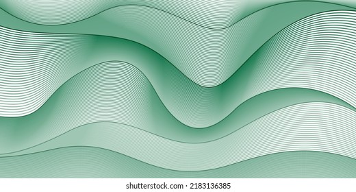 Green line wave and white abstract background