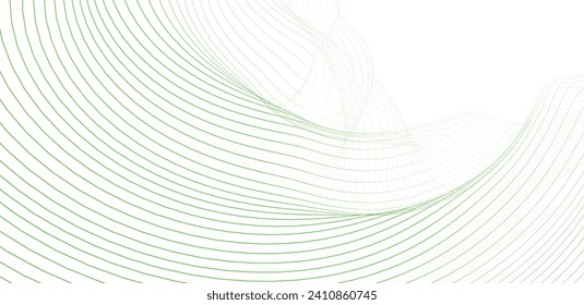 Green line wave and white abstract background